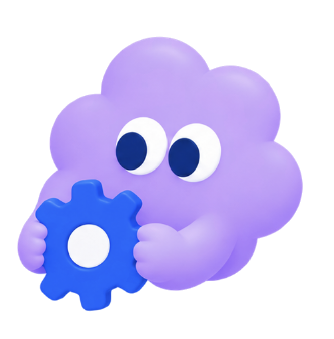 Character holding a gear