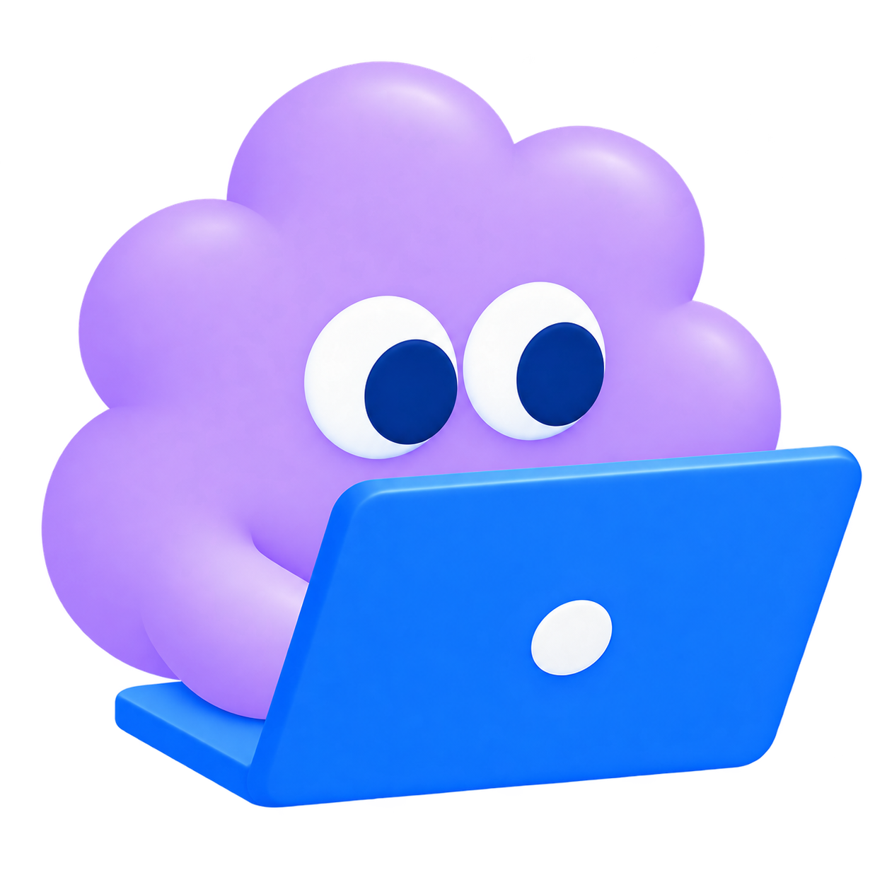 Character working on a laptop