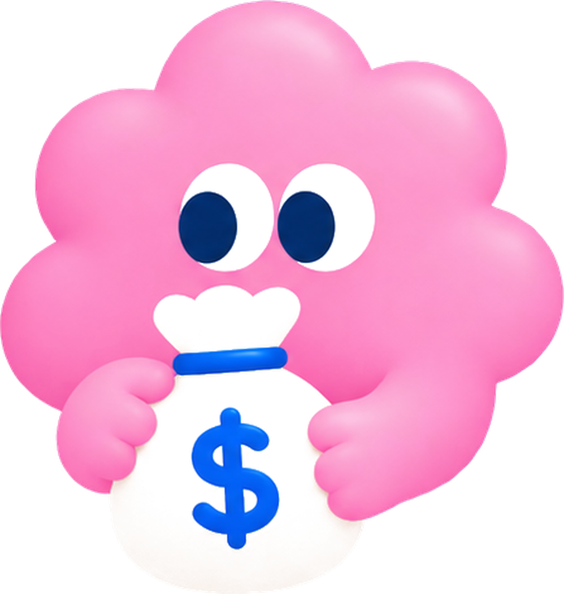 Character holding a bag of money
